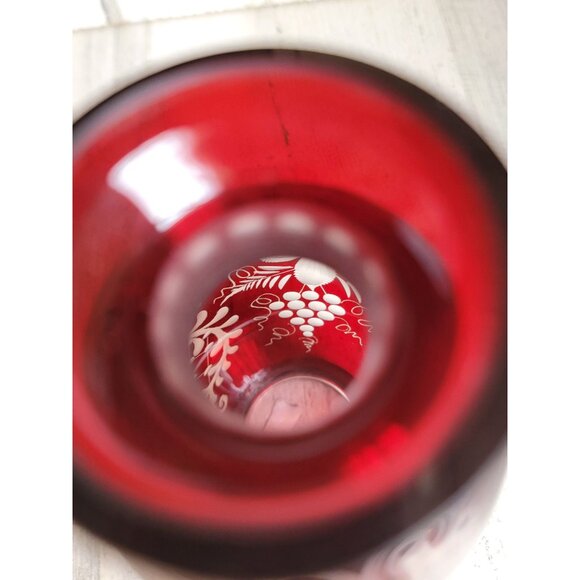 Egermann ruby red cut glass decanter grape leaf‎ home decor figure - Picture 10 of 11